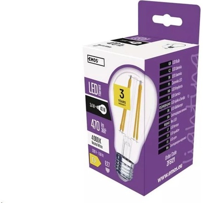 Emos LED žárovka ZF5121 Filament A60 3,4W E27 neutrální bílá