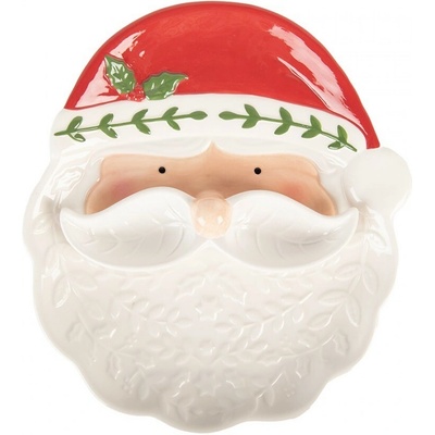 Clayre & Eef Keramický talířek s miskou ve tvaru vousů hlava Santa Claus - 29*26*5 cm