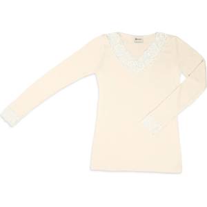 Engel Дамско копринено термобельо Engel Women's Shirt L/S with Lace Longsleeve - Natur - размер 42/44 (EU) (114-3455-0113)