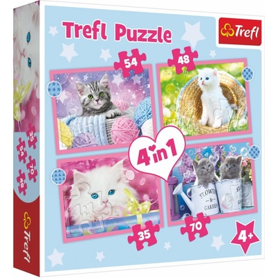 Trefl 4v1 Mačacie zábava 28,5x20,5cm v krabici 28x28x6cm