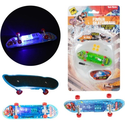 Teddies Skateboard prstový plast 9,5 cm na batérie so svetlom 3 farby