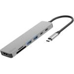 Proove IRON LINK 7в1 хъб Type-C, 2x Type-C, 2x USB 3.0, HDMI, четец SD/TF, алуминий, за всички ОС (HBIL00222004)