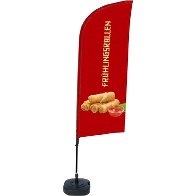 Jansen Display Kompletní sada reklamní vlajky ve tvaru křídla, Jarní závitky, německy ECO, 1105 x 3300 mm