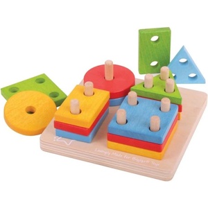 Bigjigs Toys Bigjigs Baby Подреждане на цветни форми върху пръчки (BB094)