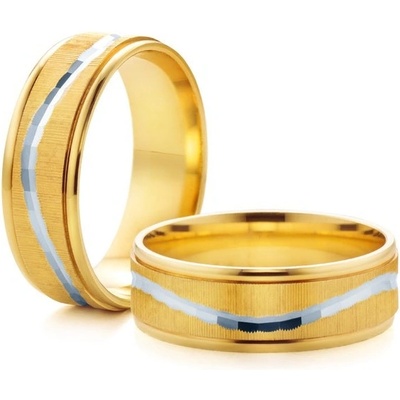 Savicki Snubní prsteny dvoubarevné zlato ploché SAVOBR171