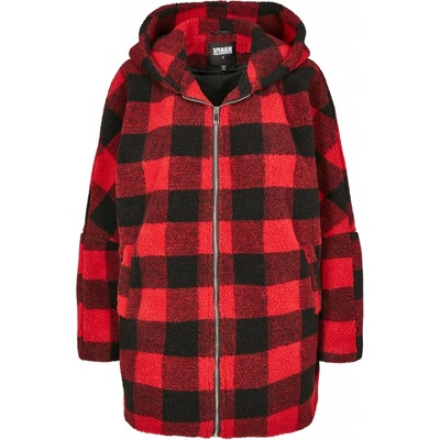 Urban Classics Ladies Hooded Oversized Check Sherpa Jacket