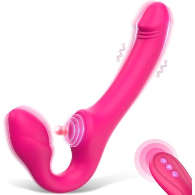 SuperLove Strapless Strap-On with Dual Vibrations Flapping & Remote