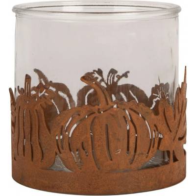 Rezavý rustikální svícen s dýněmi Pumpkin Rust M - Ø 13*12 cm - Clayre & Eef