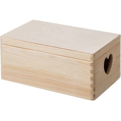 Dřevěná truhla se srdcem 30x20x14 cm na svatební přání - přírodní