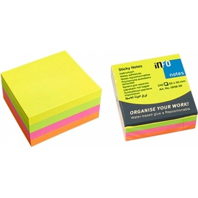 Самозалепващи листчета Info, 240л. , размер 51x51mm, различни цветове (OK5384)