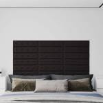 vidaXL Стенни панели Maxine, 12 бр, черни, 60x15 см, изкуствена кожа, 1, 08 м2 (343981)