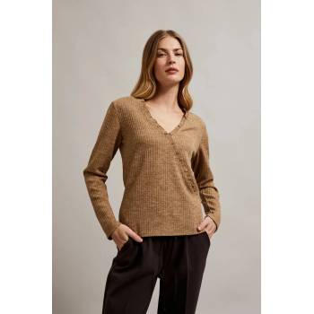 Moodo Бежов дамски топ с дълъг ръкав Moodo | Bezhov | ЖЕНИ | XS
