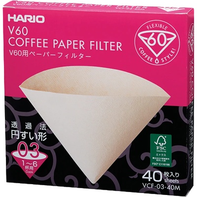 HARIO Хартиени филтри Hario - Неизбелен, V60-03 - 40 бр (VCF-03-40M)