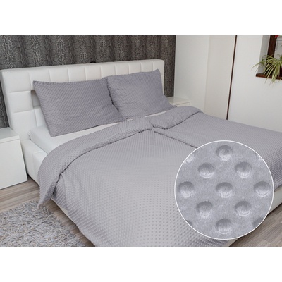 Biante obliečky Minky 3D bodky MKP-048 Sivé 140x220 70x90
