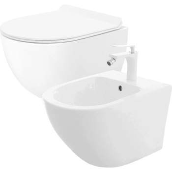 Rea Комплект тоалетна чиния + биде за oкачване на стена CARTER White (KPL-C1400)