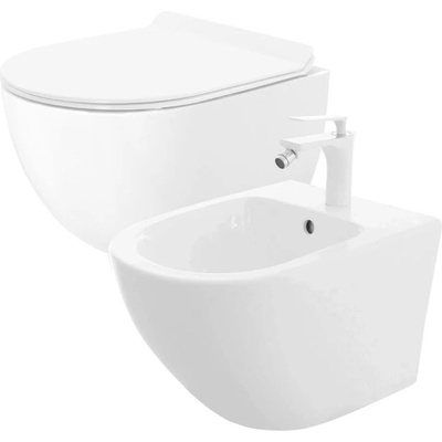 Rea Комплект тоалетна чиния + биде за oкачване на стена CARTER White (KPL-C1400)
