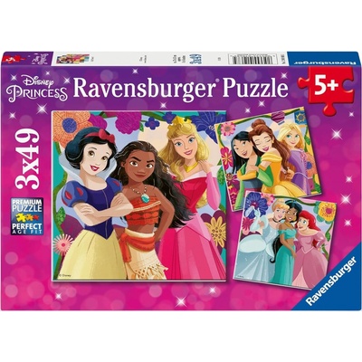 Ravensburger Детски пъзел Ravensburger 3 x 49 части - Дисни принцеси (12001068)