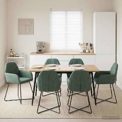 vidaXL Обедени столове 6 pcs Кадифе Морско зелено 55 x 50 x 84 см (3428392)