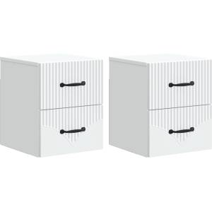 vidaXL Спален шкаф с монтаж на стена 2 бр. Бяло 34, 5 x 33 x 40 см (898976)