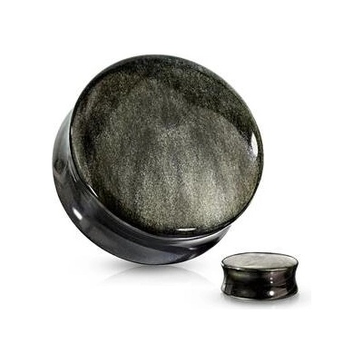 Šperky4U plug do ucha zlatý obsidián PL01269-12