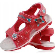 Sandále s profilovanou koženou športovou vložkou koralové