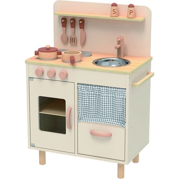 Tooky toys Дървена детска винтидж кухня, бяла (tj548)