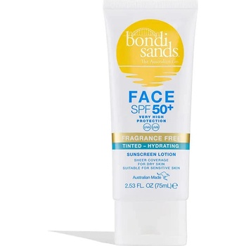 Bondi Sands SPF 50 + Fragrance Free Tinted Face Lotion (Hydrating) sunscreen 75ml - Clear (White)