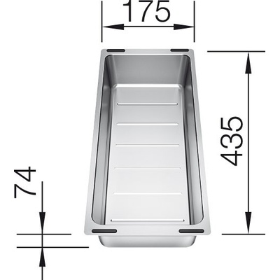 Nerezová víceúčelová miska BLANCO 227689 odkapávací koš na zeleninu a ovoce 435 x 175 mm