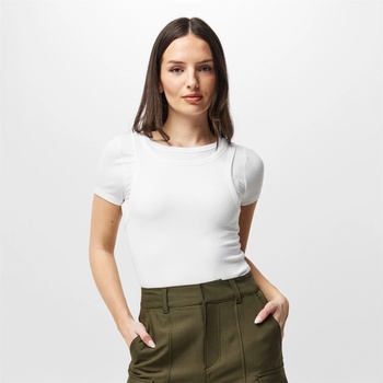 Image 1 of Jack Wills Тениска Jack Wills Women's JW Layered Slim Fit T-Shirt - White