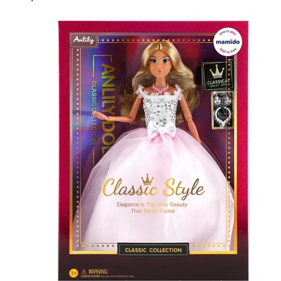 Mamido Anlily Classic v bielych-ružových šatách 29 cm