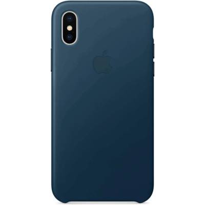 Apple iPhone Leather Case - оригинален кожен кейс (естествена кожа) за iPhone X (космическо синьо)