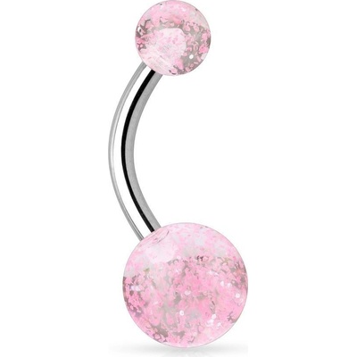 Šperky4U piercing do pupíku banánek se třpytkami BA01044-P