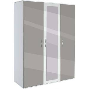 Bogdan Furniture G Трикрилен гардероб с огледало Мебели Богдан Модел bm-ava 31, сив гланц с бяло
