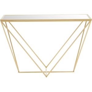 Premier Housewares Конзолна маса със стъклен плот в златисто 40x120 cm Farran - Premier Housewares (2406210)