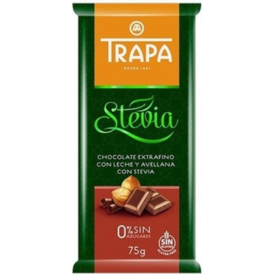 TRAPA Mléčná čokoláda se stévií a lískovými ořechy bez lepku 75 g