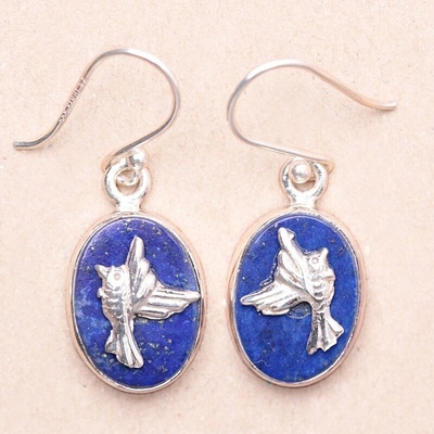 Nefertitis Lapis Lazuli náušnice stříbro Ag 925 88107 NF53167 - 1,5 cm, 4,7 g