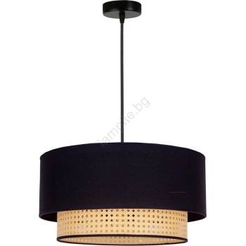 Duolla - Пендел BOHO 1xE27/15W/230V Ø 45 см черен/ратан (DU84397)