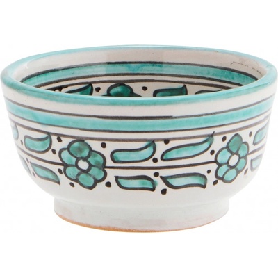 Madam Stoltz Kameninová miska Hand Painted Off keramika white green 250 ml