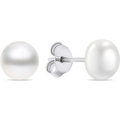 Brilio Silver Půvabné stříbrné náušnice pecky s pravými perlami EA585/6/7/8W 0,6 cm – Zboží Mobilmania