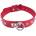 Rouge Leather Thin O-Ring Studded Collar with Detachable O-Ring Red