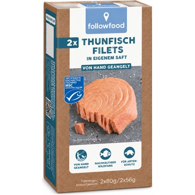 Followfood Tuňákové filety ve vlastní šťávě 2 x 80 g