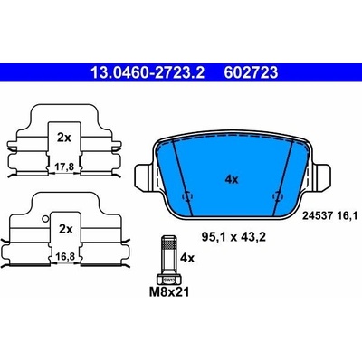 ATE 13.0460-2723.2 Sada brzdových destiček, kotoučová brzda (13.0460-2723.2)