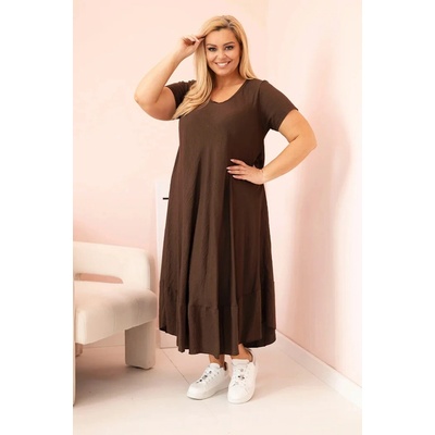 Fashionweek dámske šaty s krátkym rukávom a volánom K21682 hnedý