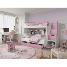 ArtBed Harry poschodová s roštom biela / ružová