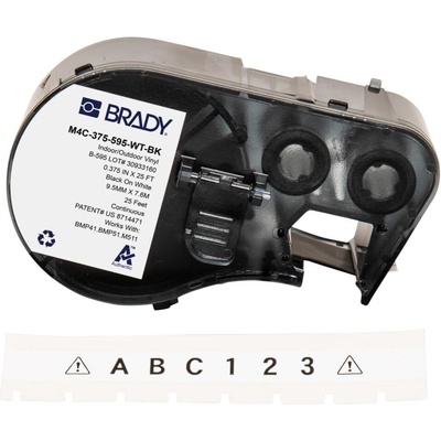 Brady M4C-375-595-WT-BK / 170843, 9.53 mm x 7.62 m, Винил, черен печат / бял фон (170843)