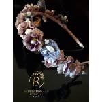 Radi handmade Елегантна диадема с лилави цветя и перли (989)