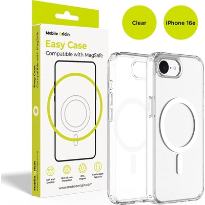 Mobile Origin Хибриден кейс с най-висока степен на защита с MagSafe за iPhone 16e, iPhone 17e - Mobile Origin Easy Hybrid MagSafe Case (прозрачен) (MO-HYCL-IP16E)