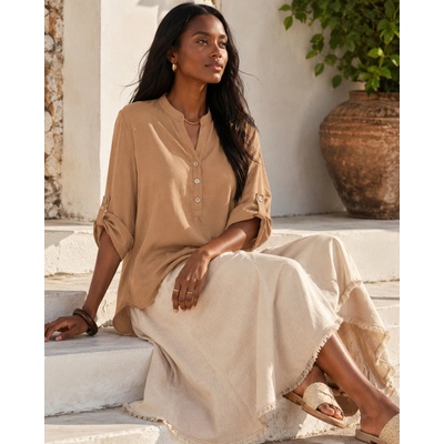 Fashionweek talianska vzdušná, elegantná K11817 camel