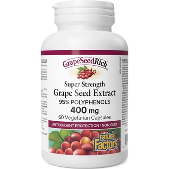 Natural Factors Grape Seed Extract, 95% полифеноли, 400 mg, 60 капсули, Natural Factors (4558 NF)