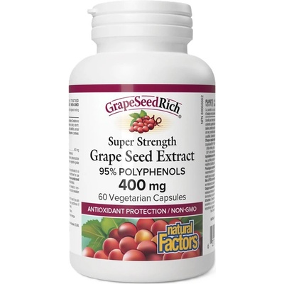 Natural Factors Grape Seed Extract, 95% полифеноли, 400 mg, 60 капсули, Natural Factors (4558 NF)